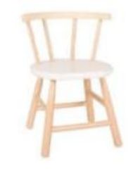 Afbeeldingen van Kinderstoel, white wash zitvlak, gebogen leuning, beukenhout Van Dijk Toys