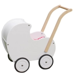 Van Dijk Toys Houten Poppenwagen – Vintage Wit - Vanaf 18mnd