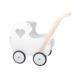 Bild von Poppenwagen hout vintage wit met open hart Van Dijk Toys