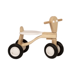 Afbeeldingen van Loopfiets berken hout wit Van Dijk Toys vierwieler kinderfiets