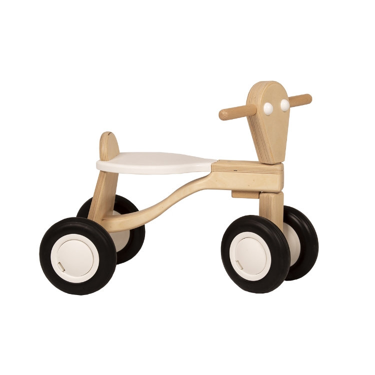Image de Loopfiets berken hout wit Van Dijk Toys vierwieler kinderfiets