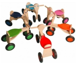 Van Dijk Toys Loopfiets Naturel/Groen - Houten 4-wieler kinderfiets - Vanaf 1 jaar
