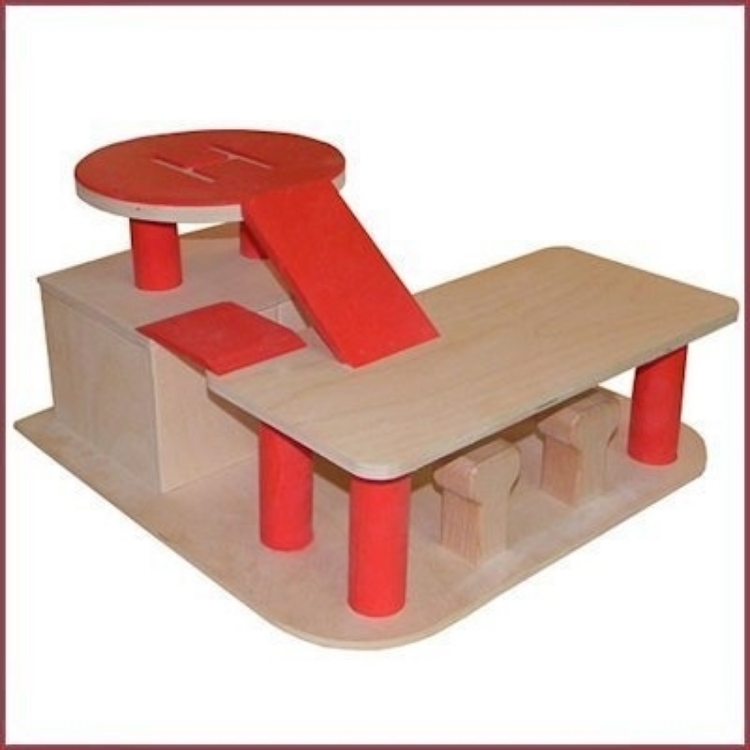 Afbeeldingen van Garage Hout met helikopterdek rood Van Dijk Toys  Vanaf 2 jaar