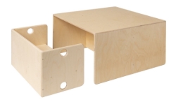 Van Dijk Toys Houten Kubustafel & Kinderbank – 2-in-1, Naturel – Voor 1-8 Jaar