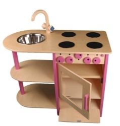 Van Dijk Toys – Roze Houten Peuter Combi Keuken – 1+ Jaar