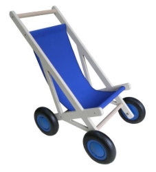 Afbeeldingen van Van Dijk Toys Poppenbuggy – Naturel Hout met Blauwe bekleding – 2jr+