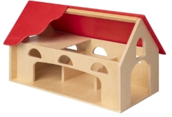 Van Dijk Toys Speelboerderij – Houten Boerderij Naturel-Rood- 2jr+