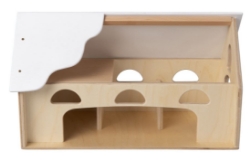 Afbeeldingen van Speelboerderij naturel, wit dak hout 2+ Van Dijk Toys