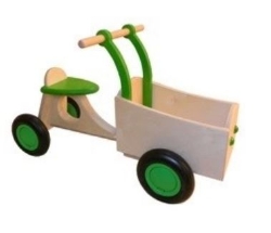 Afbeeldingen van Groene Houten Kinderbakfiets Vierwieler – Kinderloopfiets Van Dijk Toys 204