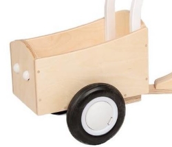 Afbeeldingen van Witte Houten Kinderbakfiets Vierwieler – Kinderloopfiets Van Dijk Toys M2007