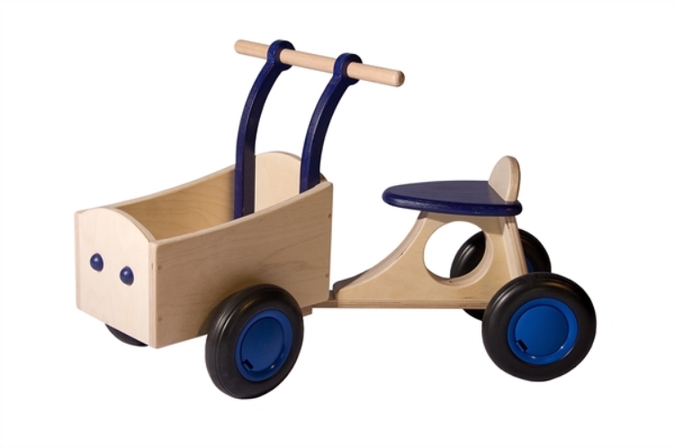 Picture of Blauwe Houten Kinderbakfiets Vierwieler – Kinderloopfiets Van Dijk Toys 201