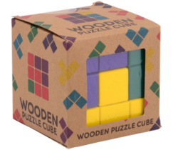 Houten magische puzzel 3D in doos 7,5 cm 