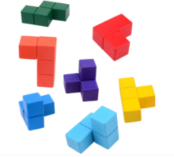 Houten magische puzzel 3D in doos 7,5 cm 