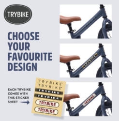 Trybike Steel 2-in-1 loopfiets Grijs met luchtbanden, verstelbaar zadel en stalen frame – geschikt voor kinderen van 15 maanden tot 6 jaar.