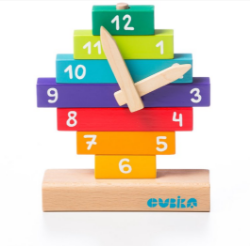 Houten leerklok Cubika 14354 met draaibare wijzers voor kinderen