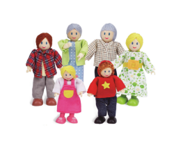 Hape E3500 Happy Family – Caucasian: set van 6 buigzame houten poppen voor poppenhuis