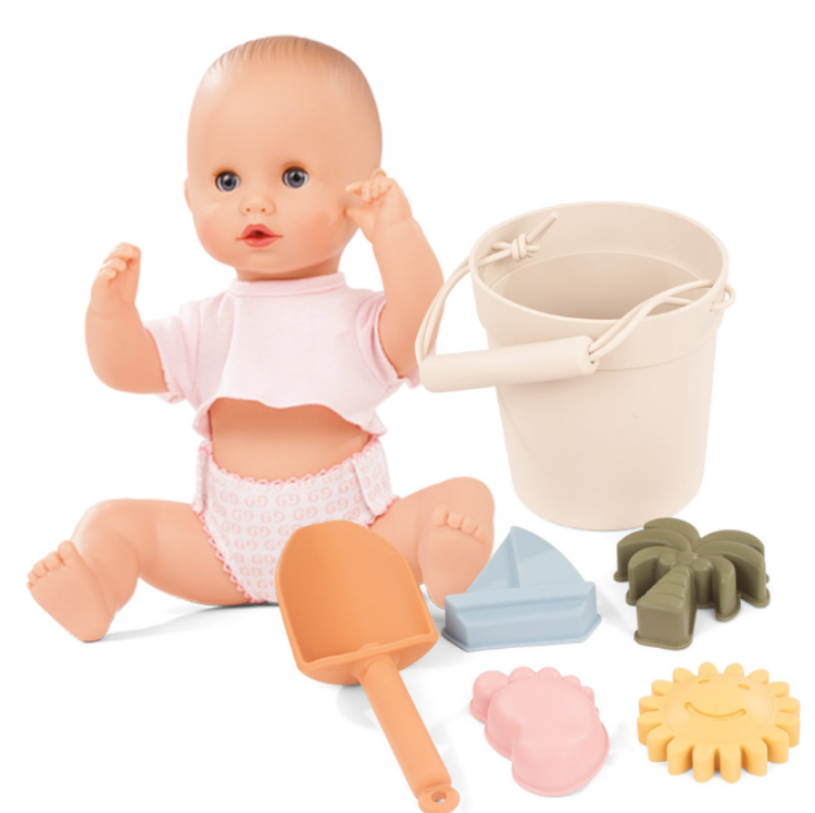 Picture of SALE!!!  Pop Götz Babypop met slaapogen Aquini beach met strandset in cadeaudoos Gotz