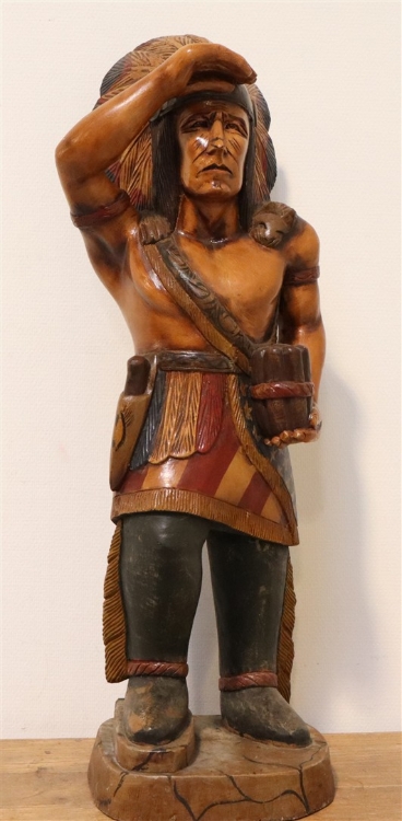Bild von Vintage Houten 'Cigar Store Indian' - Handgesneden Beeld - 93 cm
