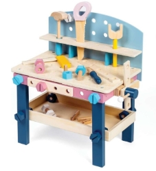 Picture of Peuter Werkbank Hout pastel - 100% FSC - BigJigs - Vanaf 3 jaar