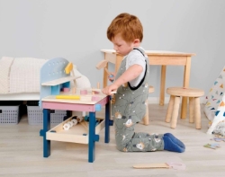 Picture of Peuter Werkbank Hout pastel - 100% FSC - BigJigs - Vanaf 3 jaar