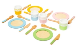 Afbeeldingen van Dinner Servies Set-voor-4 hout FSC 100% - Bigjigs - 18mnd+