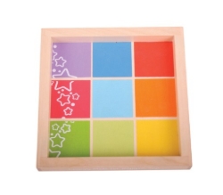 Afbeeldingen van Houten gekleurde blokken met afbeelding op tray - Bigjigs - 1jr+