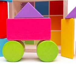 Afbeeldingen van Eerste Houten Blokkenset Kleurig - Bigjigs - vanaf 1 jaar
