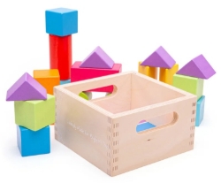 Afbeeldingen van Eerste Houten Blokkenset Kleurig - Bigjigs - vanaf 1 jaar