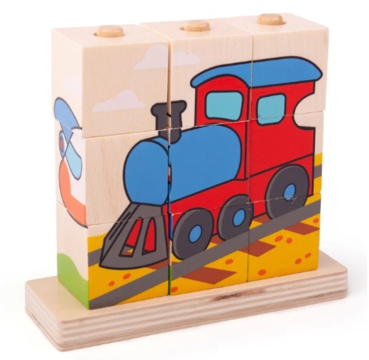 Bild von Bigjigs Houten Stapelpuzzel Transport - Blokkenpuzzel - 1jr+
