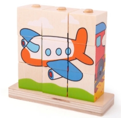 Afbeeldingen van Stapelpuzzel/Blokkenpuzzel Transport- Bigjigs - Vanaf 1 jaar