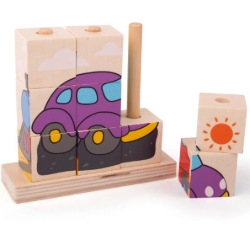 Afbeeldingen van Stapelpuzzel/Blokkenpuzzel Transport- Bigjigs - Vanaf 1 jaar