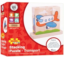 Afbeeldingen van Stapelpuzzel/Blokkenpuzzel Transport- Bigjigs - Vanaf 1 jaar