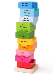 Picture of Houten stapeltoren Kleur en Nummer - Bigjigs - Vanaf 3 jaar