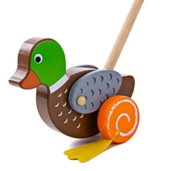 Afbeeldingen van Duwstok-Loopstok Flappende Eend - Bigjigs - Vanaf 1 jaar.