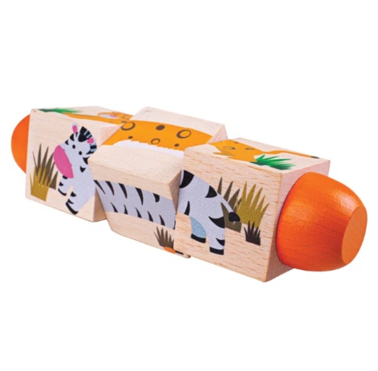 Bild von Houten draaipuzzel twist blocks Jungle - Bigjigs - 18 mnd+