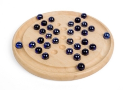 Image de Bigjigs Houten Solitaire – Klassiek Bordspel met Glazen Kralen – 3jr+