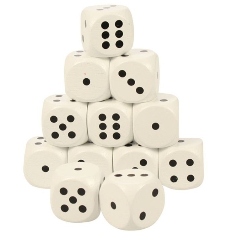 Afbeeldingen van Bigjigs Jumbo Dobbelsteen Wit – 3x3cm – Houten Dobbelstenen, 3+