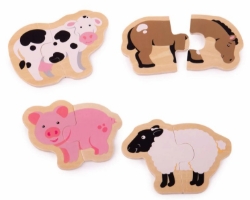 Bild von Bigjigs Houten Puzzels Boerderijdieren – 4 puzzels van 2 stukken - 12mnd+