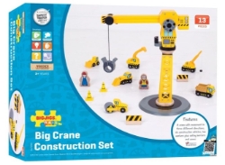 Image de Bigjigs Rail Hijskraan & Bouwvoertuigen – Houten Treinbaan – 3 jaar+