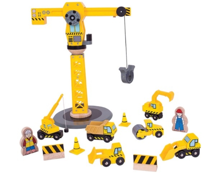 Bild von Bigjigs Rail Hijskraan & Bouwvoertuigen – Houten Treinbaan – 3 jaar+