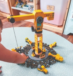 Image de Bigjigs Rail Hijskraan & Bouwvoertuigen – Houten Treinbaan – 3 jaar+