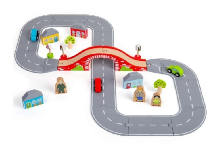 Bild von Bigjigs Houten Autoweg Startset – 36-delig, Auto’s & Viaduct – Vanaf 3 Jaar