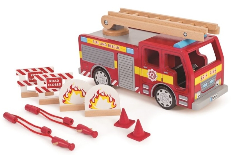 Afbeeldingen van Tidlo Houten Brandweerauto – Speelset - 3jr+