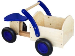 Afbeeldingen van New Classic Toys Bakfiets Blauw – Houten Loopbakfiets 2+
