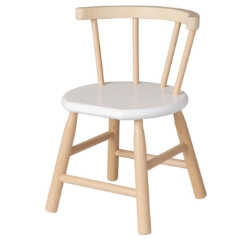 Van Dijk Toys Kinderstoel – Naturel met Wit zitvlak, gebogen leuning – Beuken- en Berkenhout