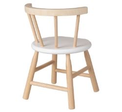 Van Dijk Toys Kinderstoel – Naturel met Wit zitvlak, gebogen leuning – Beuken- en Berkenhout