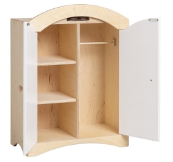 Van Dijk Toys Poppenkledingkast – Naturel met Wit Hout – 3+ jaar