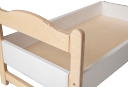 Van Dijk Toys Poppenledikant – Naturel-Wit Houten Poppenbed