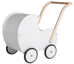 Van Dijk Toys Houten Poppenwagen – Vintage Wit - Vanaf 18mnd