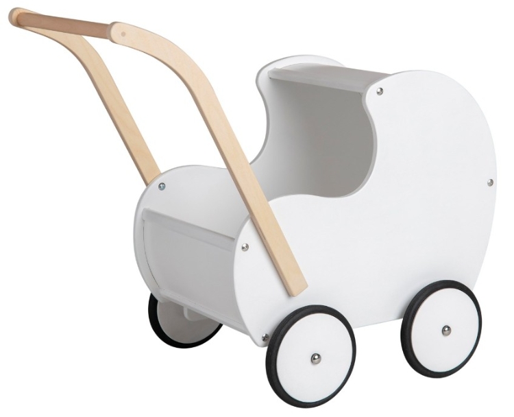 Van Dijk Toys Houten Poppenwagen – Vintage Wit - Vanaf 18mnd